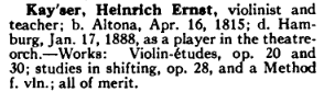 Kayser's entry from _A Biographical Dictionary of Musicians_