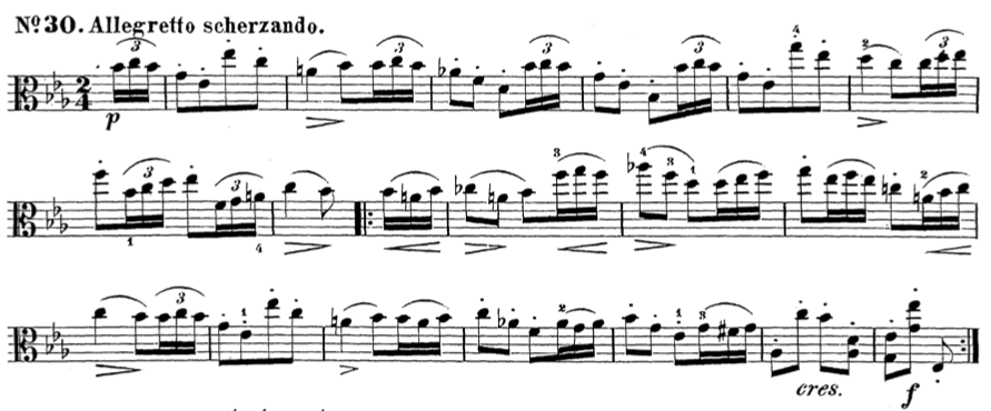 36 Etudes for the Viola – No.30 – Allegretto Scherzando